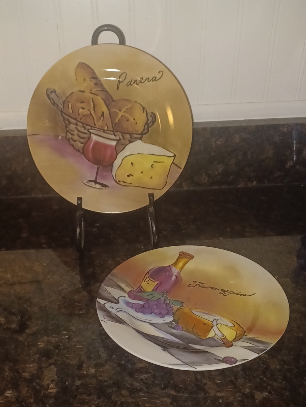 2 Vintage Pacific Island Creations Taste of Italy Appetizer Plates Panera Fromag